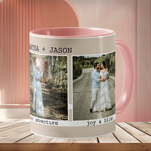 Simple Elegant Timeline Wedding Photo Coffee Mug