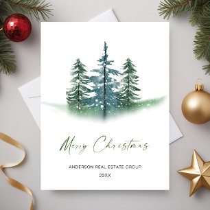 Simple Elegant Tree Christmas Company Greeting Postcard
