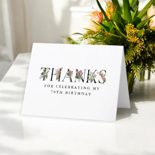 Simple Elegant Tropical 70th Birthday Thanks Thank You Card
