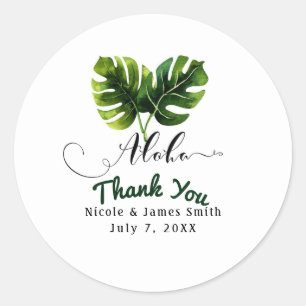 Simple Elegant Tropical Palm Leaves Wedding Chic Classic Round Sticker