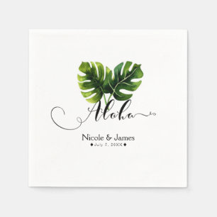 Simple Elegant Tropical Palm Leaves Wedding Chic Napkin