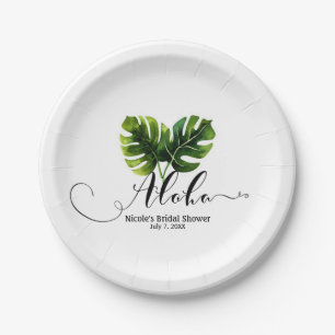 Simple Elegant Tropical Palm Leaves Wedding Chic Paper Plate