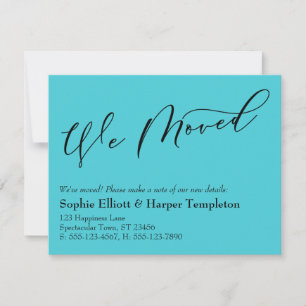 Simple Elegant Turquoise We Moved New Address Card