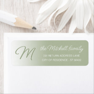 Simple Elegant Tuscan Sage Green Monogram Label