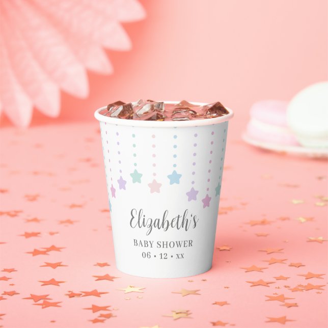 Simple Elegant Twinkle Little Stars Baby Shower Paper Cups (Insitu)