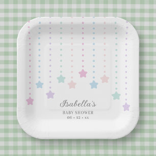 Simple Elegant Twinkle Little Stars Baby Shower Paper Plate