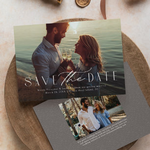 Simple elegant two photo modern type save the date