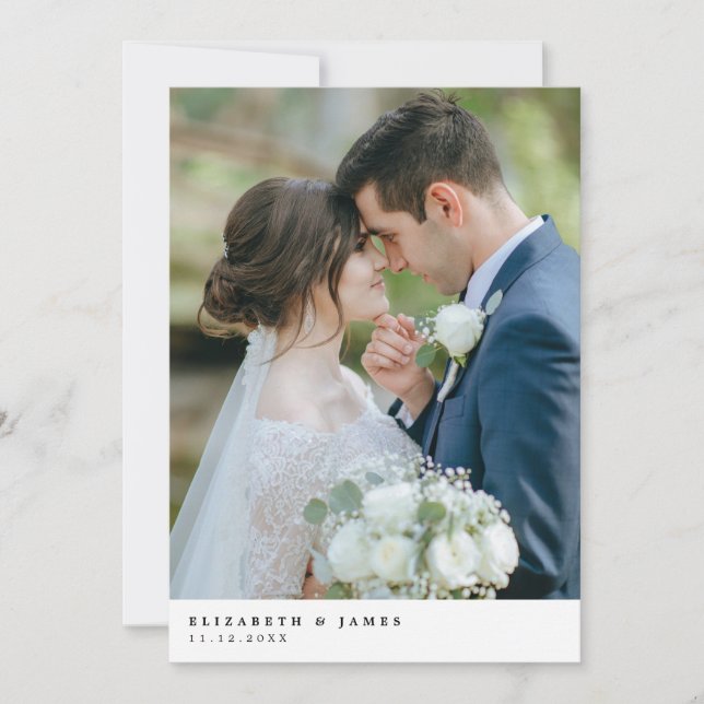 Simple Elegant Two Photo Wedding Thank You Card (Front)