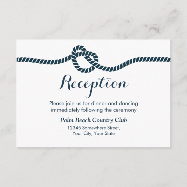 Simple & Elegant Tying the Knot Wedding Reception Enclosure Card (Front)