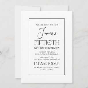 Simple Elegant Typography 50th Birthday Party Invitation