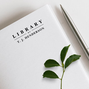 Simple Elegant Typography Custom Name Library Book Rubber Stamp