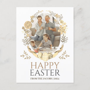 Simple Elegant Typography Easter Family One Photo Holiday Postcard