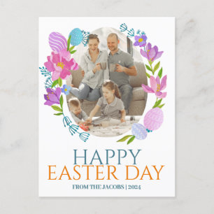 Simple Elegant Typography Easter Family One Photo Holiday Postcard
