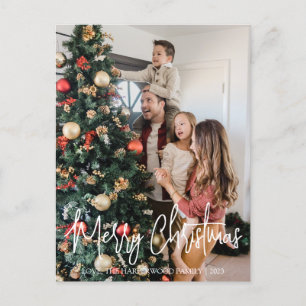Simple Elegant Typography Family Christmas Photo Holiday Postcard