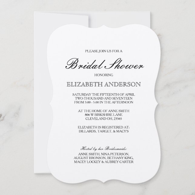 Simple Elegant Typography Kraft Bridal Shower Invitation (Front)