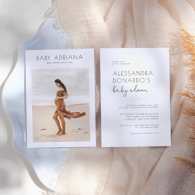 Simple Elegant Typography Modern Photo Baby Shower Invitation (Creator Uploaded)