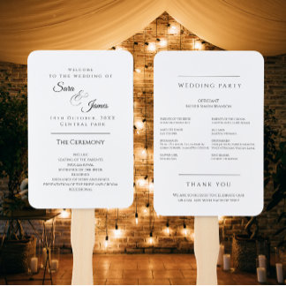 Simple Elegant Typography Modern Wedding Program  Hand Fan
