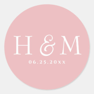 Simple Elegant Typography Monogrammed Wedding Classic Round Sticker