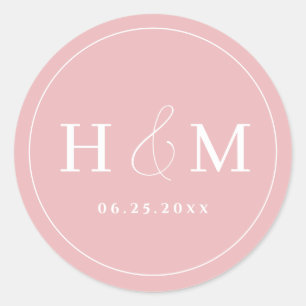 Simple Elegant Typography Monogrammed Wedding Classic Round Sticker