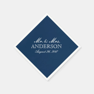 Simple Elegant Typography Navy Wedding Napkin
