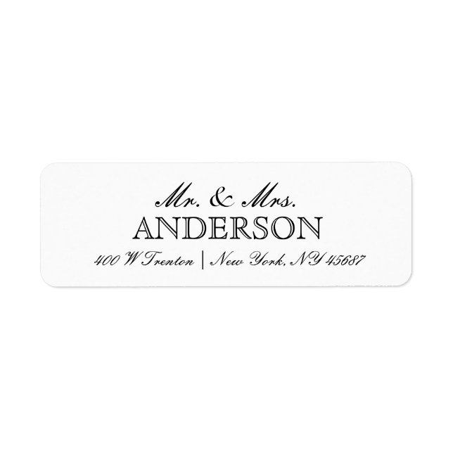 Simple Elegant Typography Return Address Labels (Front)