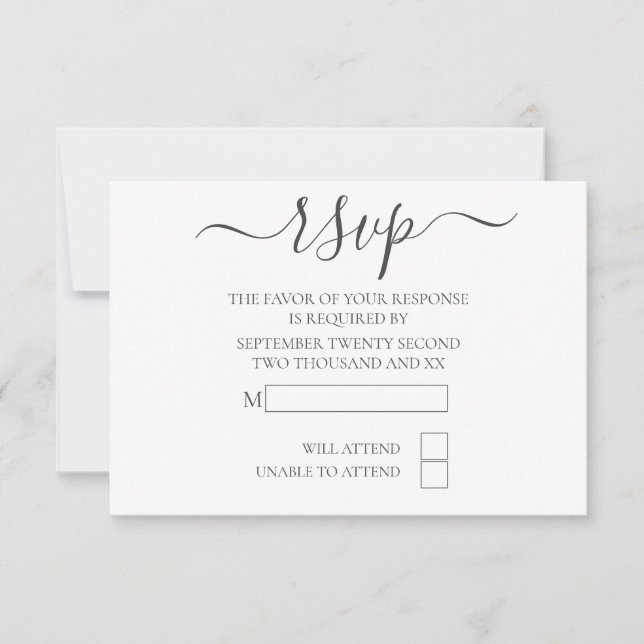 Simple Elegant Typography RSVP Wedding Card (Front)