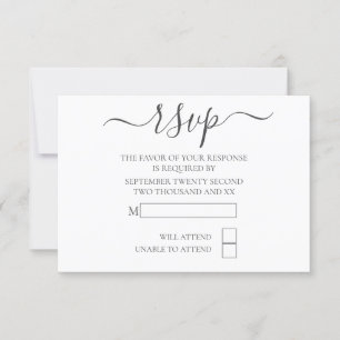 Simple Elegant Typography RSVP Wedding Card