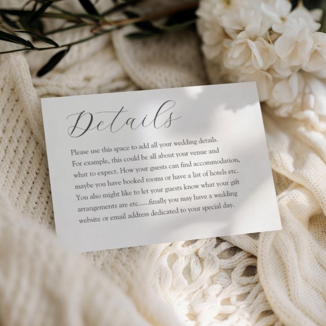 Simple Elegant Typography Wedding Details Enclosure Card (Creator Uploaded)