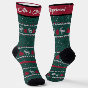 Simple Elegant Ugly Sweater Christmas holiday Socks