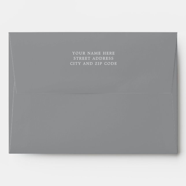 Simple Elegant Ultimate Grey Wedding Envelope (Back (Top Flap))