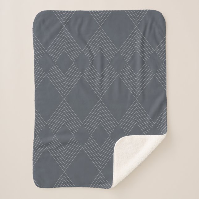 Simple, elegant, urban, chic line graphic pattern sherpa blanket (Front)