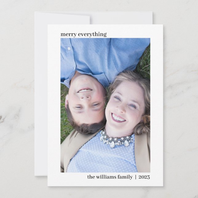 Simple Elegant Vertical Christmas Photo Card (Front)