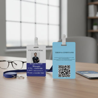 Simple Elegant Vertical Employee Access Card Photo ID Badge