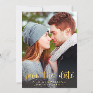 Simple Elegant Vertical Photo Save the Date Card