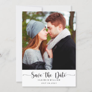 Simple Elegant Vertical Photo Save the Date Card