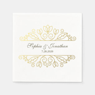 SImple Elegant Vintage Chic Gold Wedding Custom Napkin