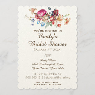 Simple Elegant Vintage Floral Bridal Shower Invitation