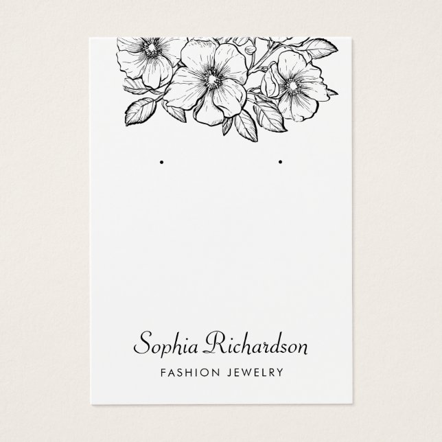 Simple elegant vintage Floral Earring Display Card (Front)