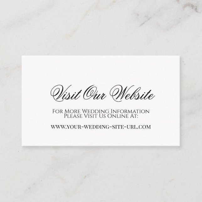 Simple Elegant Visit Our Website Wedding Enclosure Card (Front)