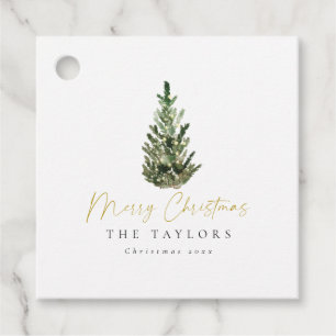 Simple Elegant Watercolor Christmas Tree  Favour Tags