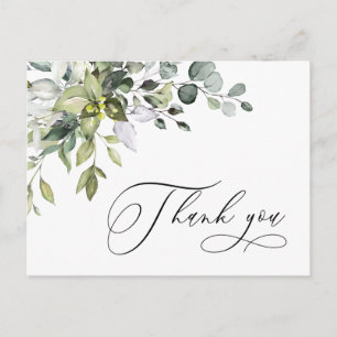 Simple Elegant Watercolor Eucalyptus Thank You Postcard