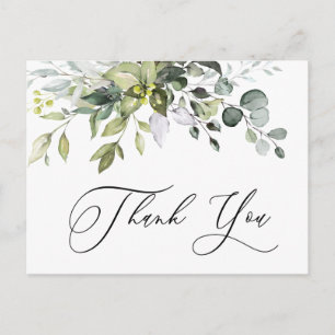 Simple Elegant Watercolor Eucalyptus Thank You Postcard