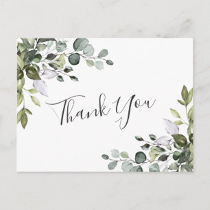 Simple Elegant Watercolor Eucalyptus Thank You Postcard
