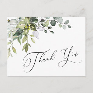 Simple Elegant Watercolor Eucalyptus Thank You Postcard