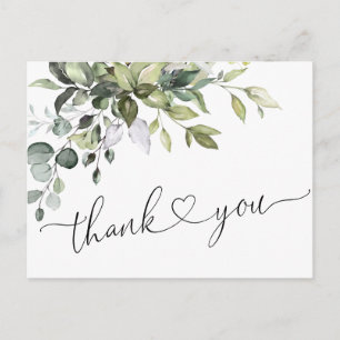 Simple Elegant Watercolor Eucalyptus Thank You Postcard