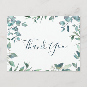 Simple Elegant Watercolor Eucalyptus Thank You Postcard