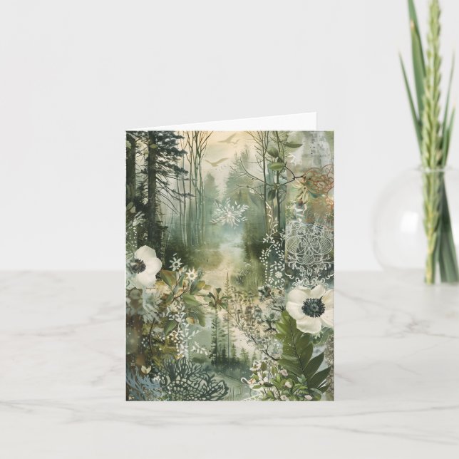 Simple Elegant Watercolor Floral Blank Note Card (Front)