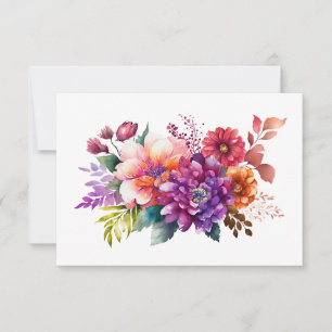 Simple Elegant Watercolor Floral Bouquet Flat Card