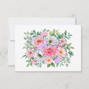 Simple Elegant Watercolor Floral Bouquet Flat Card