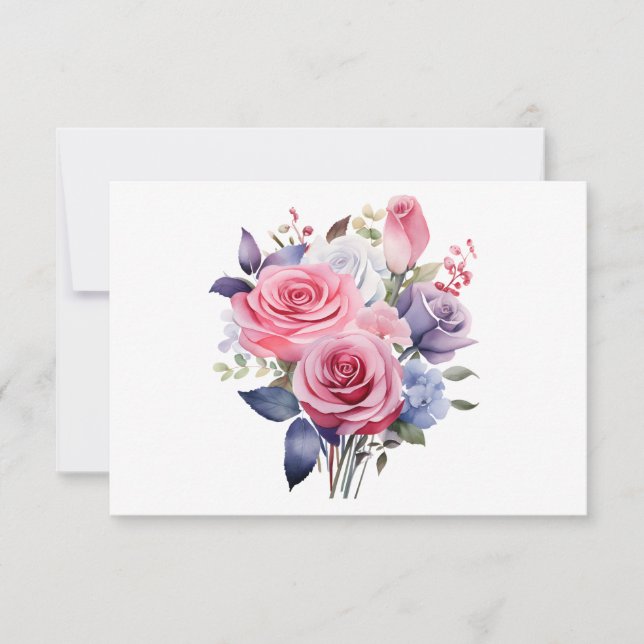 Simple Elegant Watercolor Floral Flat Card (Front)